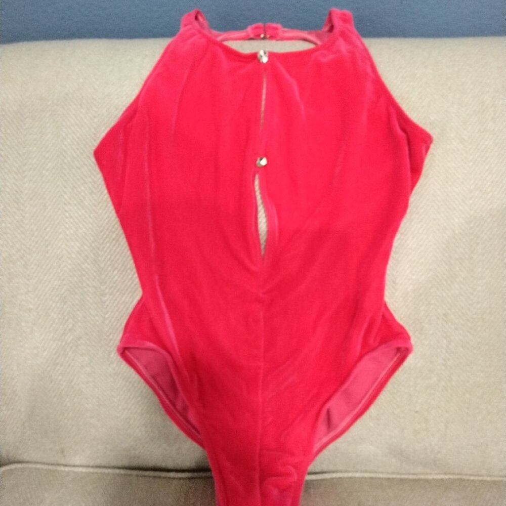 Sessa One Piece Swimsuit, Hot Pink Velour, Size 10